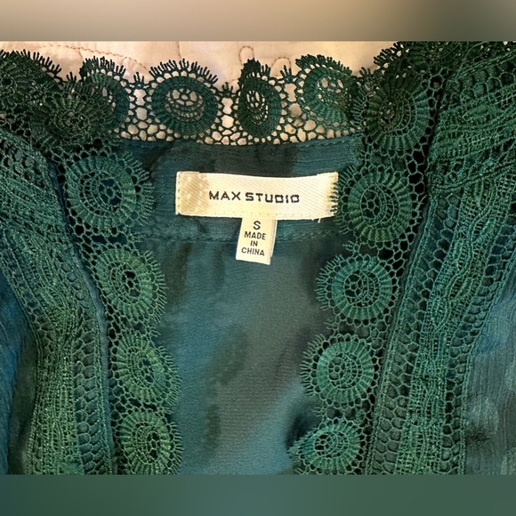 Emerald Green Polka Dot and Lace Maxi Dress by Max Studio - Picture 8 of 14